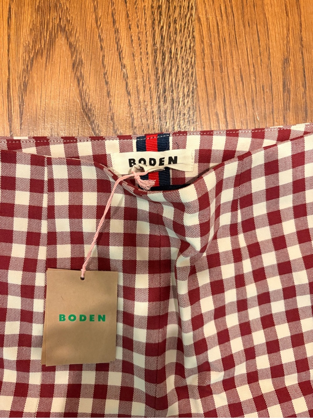 Boden Gingham Pants in Red and White - Picture 5 of 6